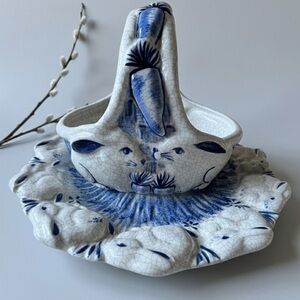 The Potting Shed Dedham Rabbit Basket & Huddled Bunny Tray Set | Concord MA